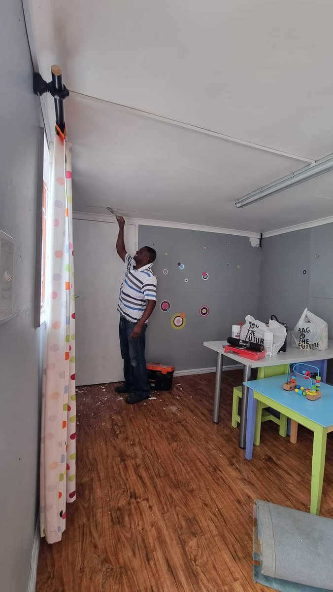 MatlaABana1's tweet photo. Our work does not stop at the end of 16 Days. It goes on 365 days. We are busy the child friendly facility at Milnerton FCS ready for the festive season. This unit works as far as Atlantis. Thank you Old Mutual staff fund. 
#matlaabana #no2childrape #gbv #childfriendly https://t.co/APLHonZrRa