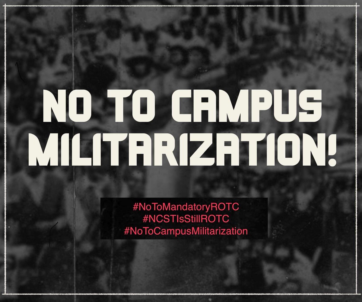 daptfunk's tweet photo. Ako ay nakikiisa sa panawagang tutulan ang Mandatory ROTC sa bagong mukha nito na NCST! 
Pinapalaganap nito ang huwad na nasyunalismo, kultura ng karahasan, at isang direktang atake sa ating pang-akademikong kalayaan. 

#NoToMandatoryROTC https://t.co/NVpfTvvOLa