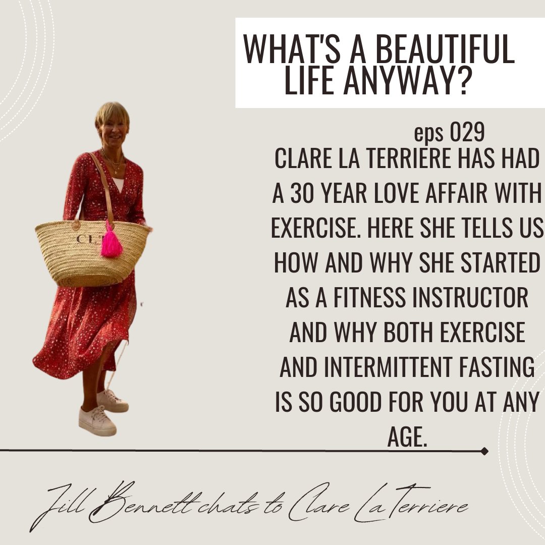 Episode 29 of “What’s a Beautiful Life Anyway?” is live.  This week Clare La Terriere talks about exercise and her journey.
Listen on all the usual platforms or here:  buzzsprout.com/1929948/118510… 
Watch the video here: youtu.be/28--4Hd1XEE 

Please subscribe to the podcast.
