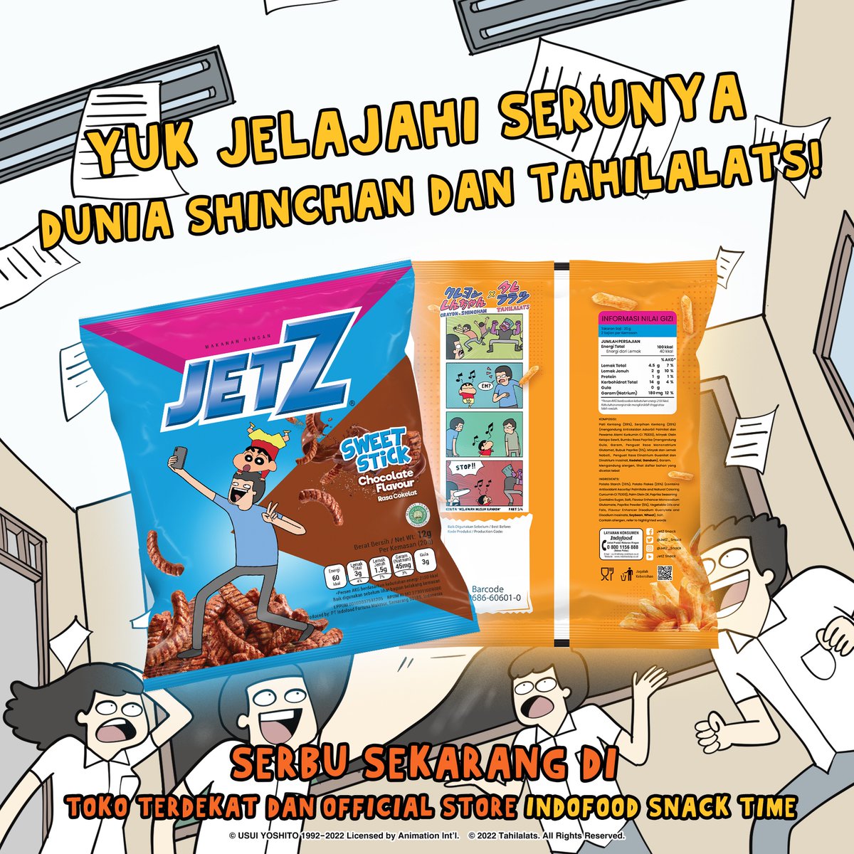 Sekarang lo bisa ikutin petualangan Shinchan dan Tahilalats di kemasan edisi terbatas JetZ x Shinchan x Tahilalats! Ada 4 cerita komik bersambung yang menunggu lo~ Buruan serbu dan koleksi sebelum kehabisan! #JetZShinchanTahilalats