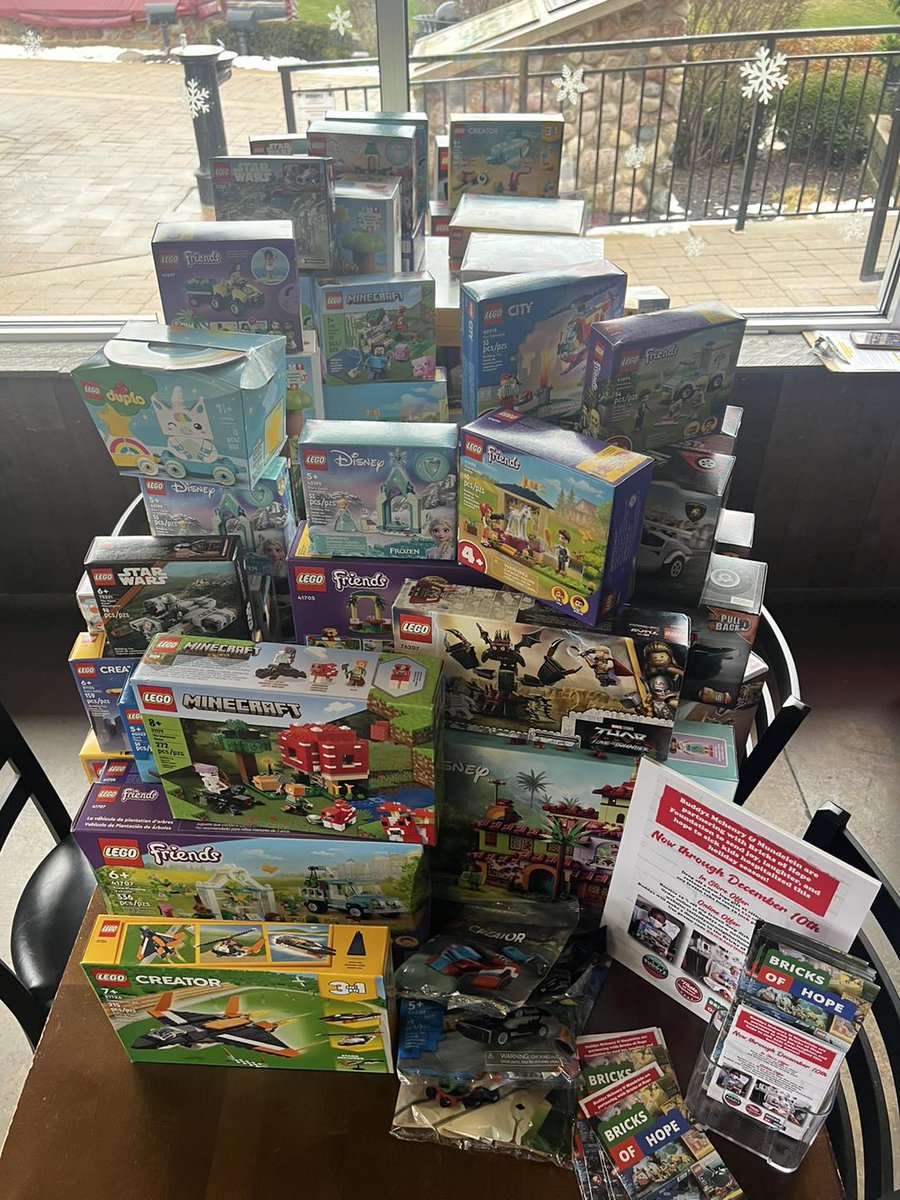 Star1055's tweet photo. THANK YOU! We collected 219 lego sets to deliver to sick kids in hospitals this season through Bricks of Hope Foundation! Raised over $400 too at Buddyz Pizza McHenry! #giving #BricksOfHope - @radiojoecicero @TinaBree2 https://t.co/AgV9uENIRF