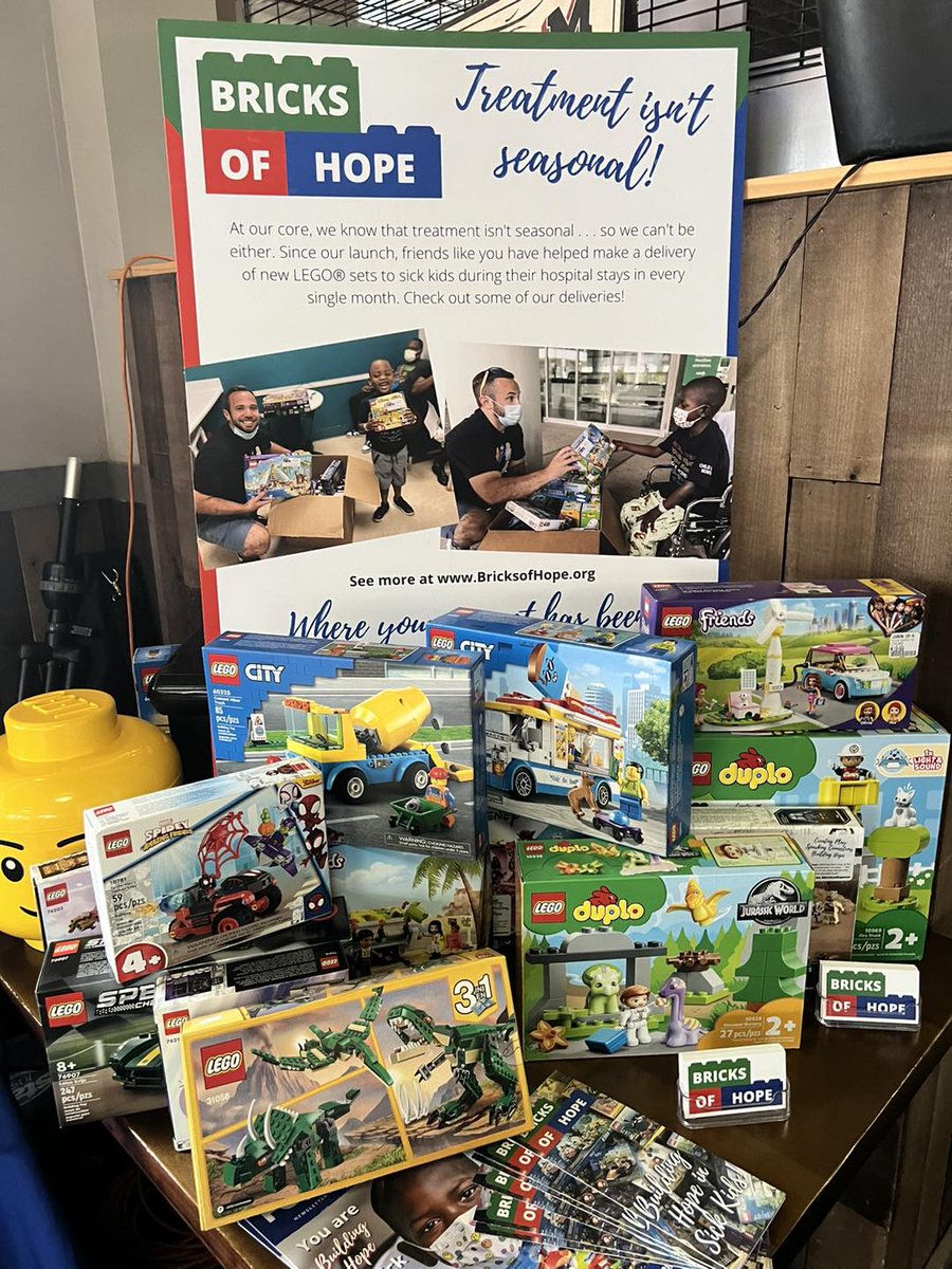 Star1055's tweet photo. THANK YOU! We collected 219 lego sets to deliver to sick kids in hospitals this season through Bricks of Hope Foundation! Raised over $400 too at Buddyz Pizza McHenry! #giving #BricksOfHope - @radiojoecicero @TinaBree2 https://t.co/AgV9uENIRF