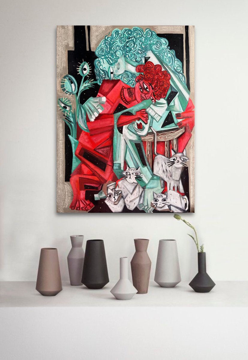 Rana_Hemdan's tweet photo. “Intertwine” 60x80 cm mixed media on canvas https://t.co/x0fbtoD93X