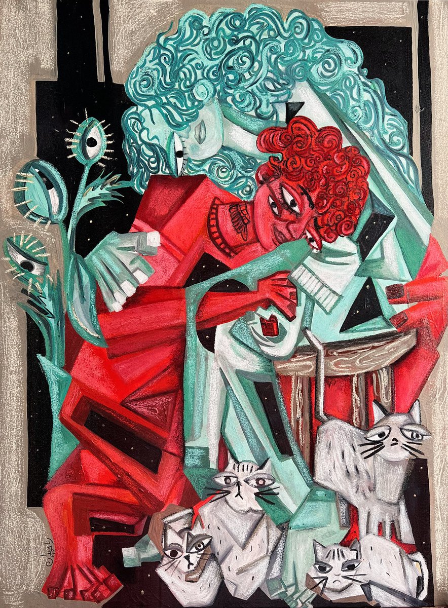 Rana_Hemdan's tweet photo. “Intertwine” 60x80 cm mixed media on canvas https://t.co/x0fbtoD93X