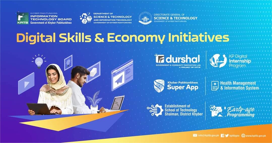 DoST and <a href="/kpitbgov/">KPITB</a> are pleased to announce the Digital Skills and Economy Initiatives event. Covers graduation of Durshal startups, School of Tech, Shalman and orientation session of KP Digital Internship Program. 

Also launches KP Super App n HMIS

More: bit.ly/3FmrpWt