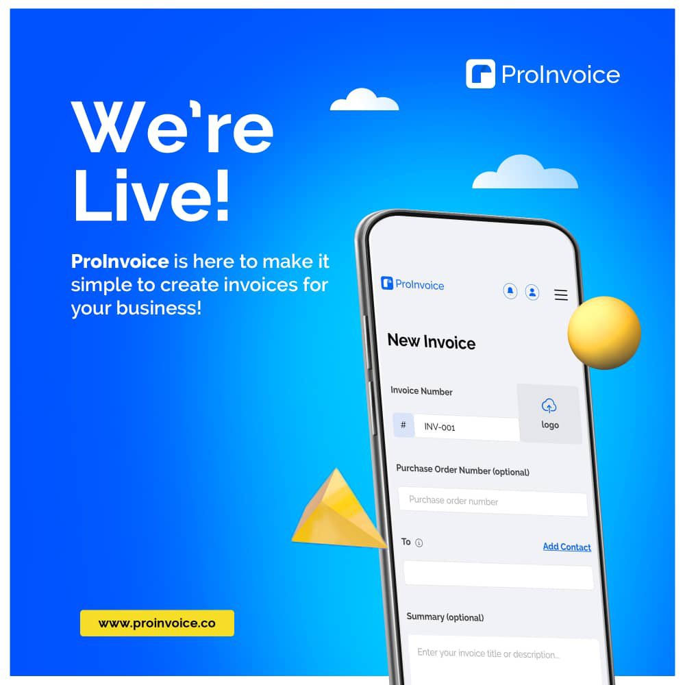 ProInvoice's tweet photo. We're Live!!!

ProInvoice is here to make it simple to create invoices for your business!

#proinvoice #invoicingsolution #launch #businessmanagement #proinvoicesoftware https://t.co/4JehbvoUtB