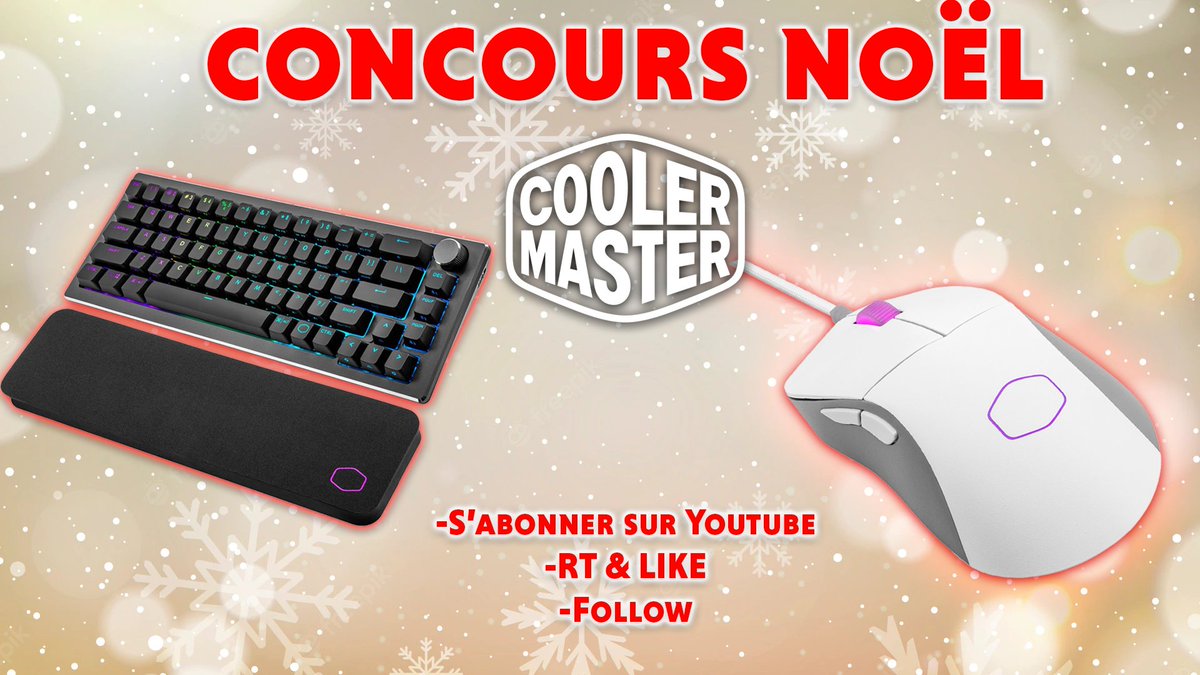 TechandShoot's tweet image. 🎁CONCOURS🎁
Salut à tous, pour fêter #Noel qui approche, tente de gagner un pack clavier+souris de @coolermasterfr ! 

✅FOLLOW @TechandShoot
✅RETWEET &amp;amp; LIKE
✅S'abonner à ma chaine #YOUTUBE : bit.ly/2p4qKWI

☘️ 1 gagnant par TAS ( only fr )
#Concours #Giveaway