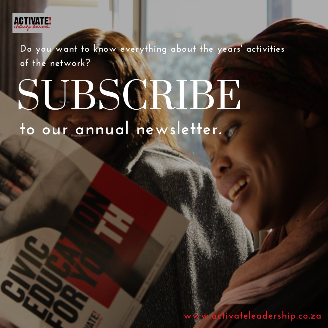 ActivateZA's tweet photo. Thread: 1/5
Dear members of our network, itβs that time of the year when we send out our annual e-newsletter.
Click on this link to update your details.
https://t.co/nPaDirlEPP #activateza https://t.co/prgtG2UUKq