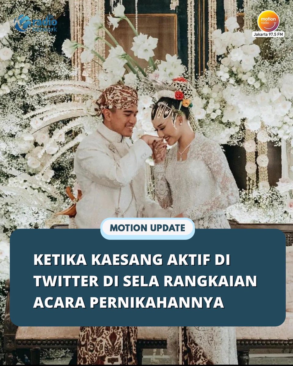 MOTION975FM's tweet image. Momen momen lucu di acara nikahan Kaesang Erina 🤩

Di sela padetnya rangkaian acara nikahan, rupanya Kaesang tetap aktif nge-twit loh Temen Motion!

Kaesang ini emang suka banget guyon yaa? Gimana menurut Temen Motion? 😆

📷 Twitter/kaesangp

#MotionUpdate #motion975fmjkt