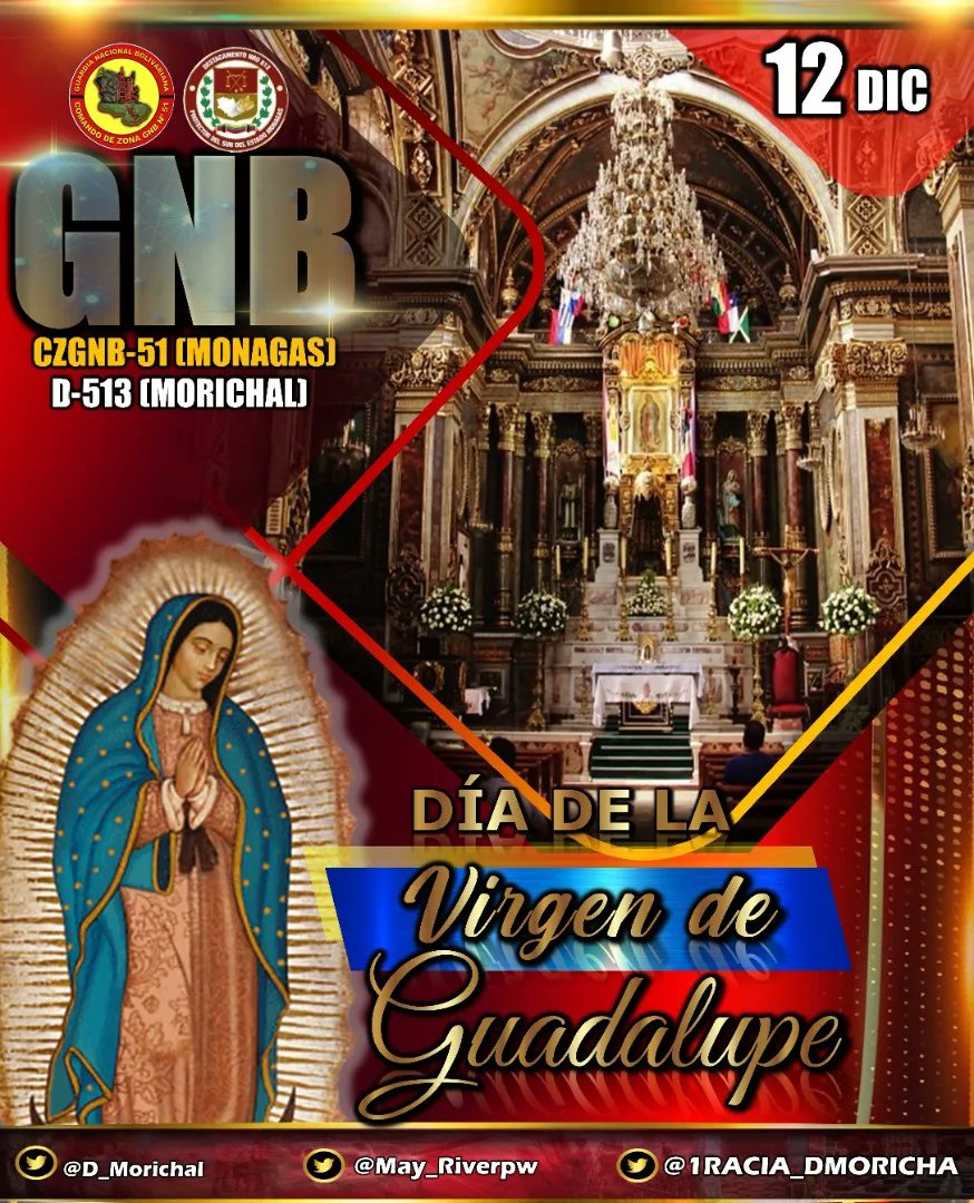 #12Dic se celebra el día de la Virgen de Guadalupe, patrona de México y América Latina. En esa fecha se atribuye su aparición a San Juan Diego en el cerro del Tepeyac en el año de 1531.