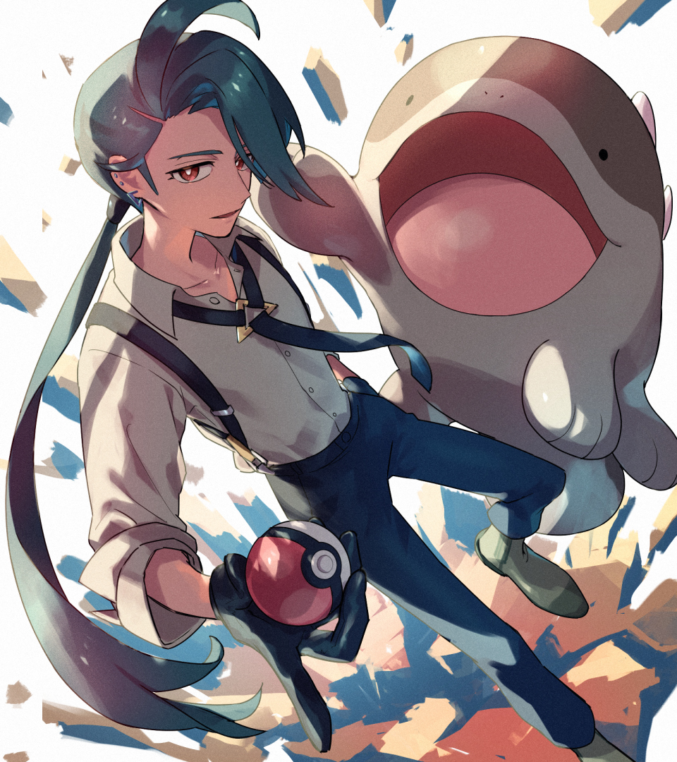 poke ball 1girl pokemon (creature) poke ball (basic) gloves pants shirt  illustration images