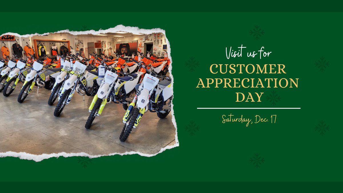 KTMwheelsports's tweet photo. Customer Appreciation Day this Saturday - https://t.co/mpx02RuELa 
#KTM #Husqvarna #FamilyOwned #Dirtbikes #Ohio https://t.co/bdk1Q4RJit