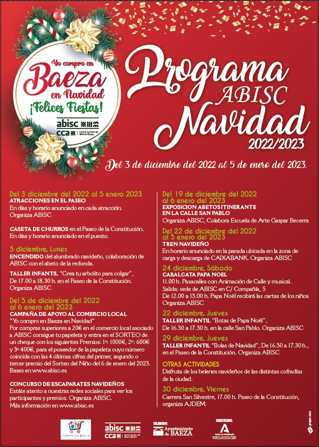 Hoy se ha presentado las actividades para esta Navidad en #Baeza, organizadas por la Asociación de comerciantes,  aquí os dejamos la programación,  os seguiremos informando a través de nuestras redes sociales