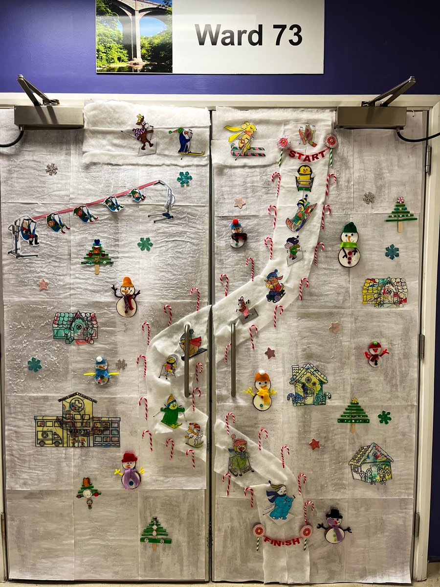 MACWGH's tweet photo. Ward 73’s Christmas door ❄️ ⛄️ 

MAC have been working with the patients of ward 73 to complete the Christmas door this year and what a wonderful job they have done! 

#teamwork #takeacloserlook 👀 https://t.co/cq3V6E6fhY