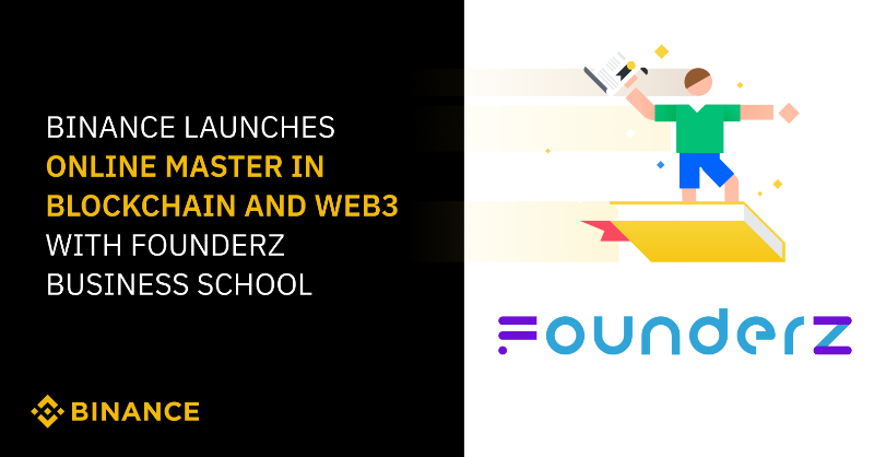binance's tweet photo. In collaboration with @founderz Business School, #Binance is exited to launch an Online Master in Blockchain &amp; Web3!

The program will help people around the world to better understand the crypto industry, and the potential of blockchain as a disruptive technology.
