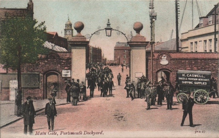Postcard of the Main Entrance to Portsmouth Dockyard. This view has hardly changed to this day #portsmouth #navy #history