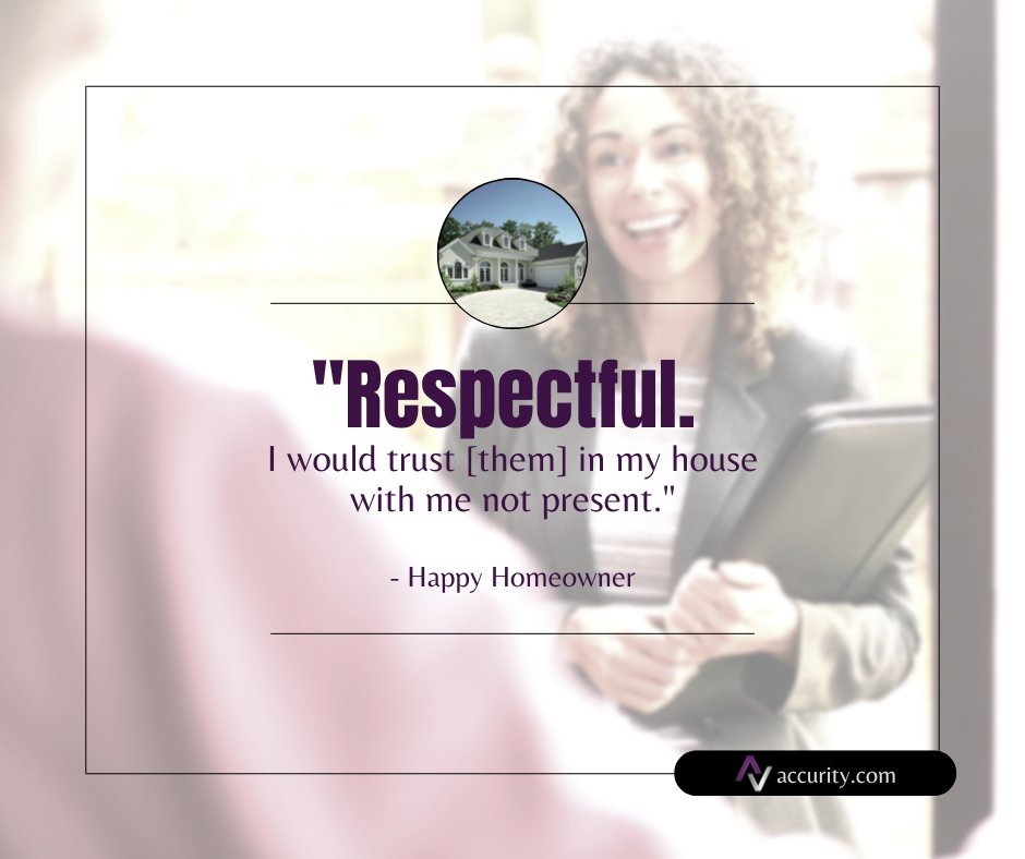 Your clients will always feel respected with an Accurity team member in their home. 

#accurityconsolidated #accurityateam #appraisers #appraisals #realestate #valuation #respect #trust #homeownerquote #testimonial #proud #mondaymotivation