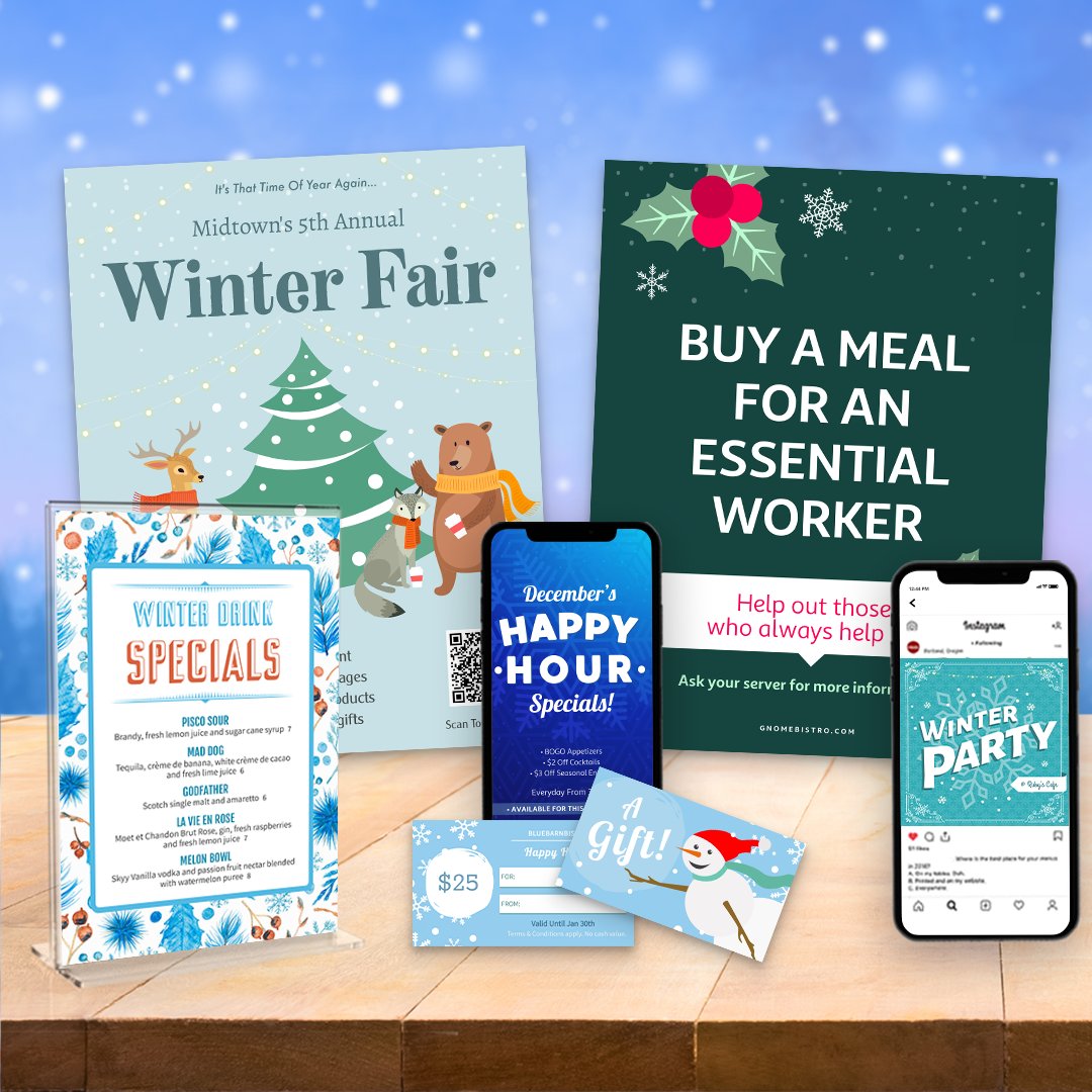 Happy first day of Winter! Now that the new season is here, check out our winter-themed template collections for ways to celebrate and promote your business.
musthavemenus.com/category/winte…
#musthavemenus #winter #seasonal #restaruant #marketing #design #graphicdesign #templates