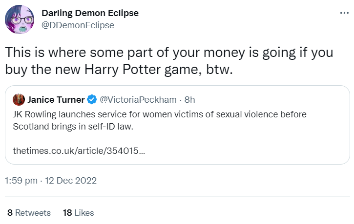 KingArPharazon's tweet photo. I never thought I'd live to see the day that "proceeds will go to a sexual violence service for women" would be given as a reason to not buy something https://t.co/9h7AHdqcxv