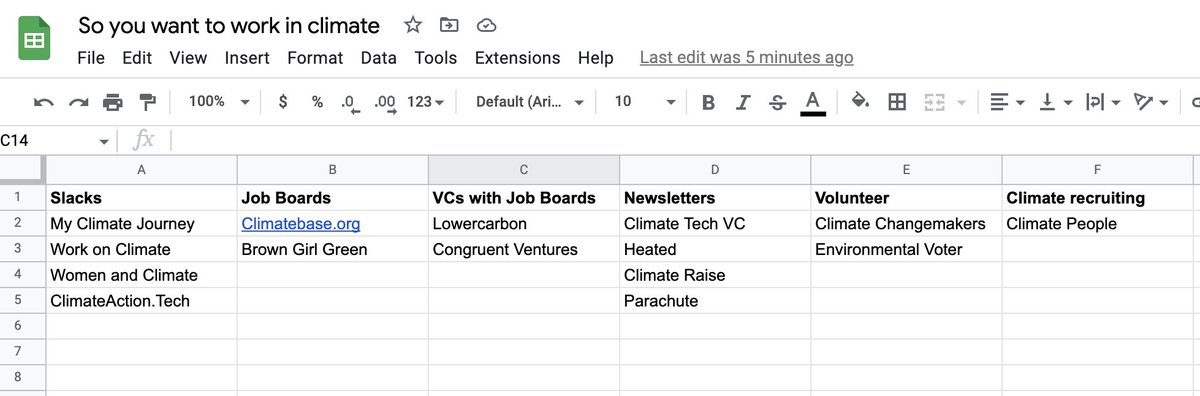 NicoleKelner's tweet image. I'm working on an art piece that will be called "So you want to work in climate" and I'd love to crowdsource your fave resources. 

I started a google sheet if you'd like to add in there or comment here! Retweets appreciated 😃docs.google.com/spreadsheets/d…