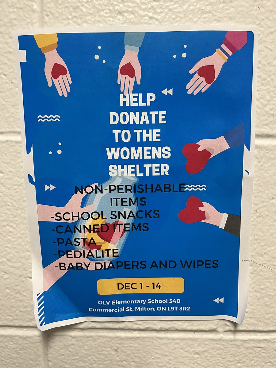 mrsnatashajones's tweet photo. Donation collections are doing good!! Donations will be delivered on Friday, Dec 16th to the @HaltonWomensPlace so @OLVMWolverines staff and students please donate before then! -J.O. #studenttwittertakeover https://t.co/uqJrlXnKFO