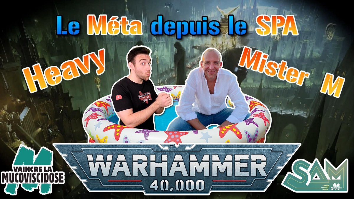 Ce Soir à 21h, début du Stream contre la Mucoviscidose sur Twitch Magic Heavy &amp; Mister M vous parlent de Warhammer 40.000 et vont tout casser dans la catégorie Hot Tubs alors venez montrer au monde que les Wargamers sont généreux !
twitch.tv/frenchwargame