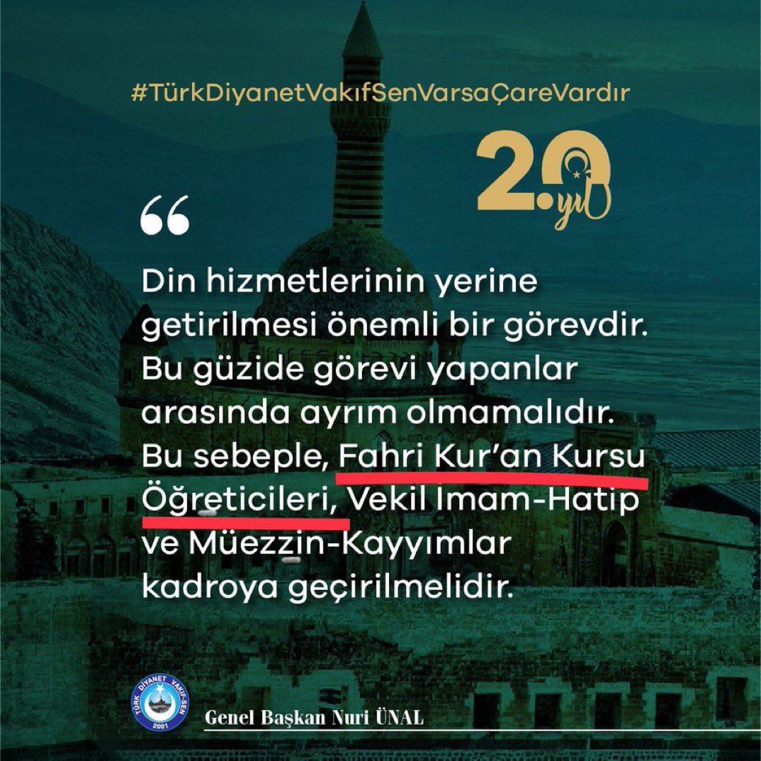nuri_nuriunal's tweet photo. FahriÖğreticiyeBütçedenKadro

Büyük bir özveriyle görev yapan Fahri Kur’an Kursu Öğreticilerimizin KADRO talepleri yerine gelmelidir 
 @tcbestepe @DIBAliErbas https://t.co/OWbwL8bLww