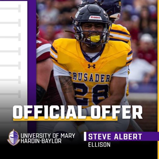 Steve_25A's tweet image. After a great talk with @CoachJohnsonFB I am Blessed to receive an offer from University Of Mary Hardin-Baylor🟣🟡 #AGTG