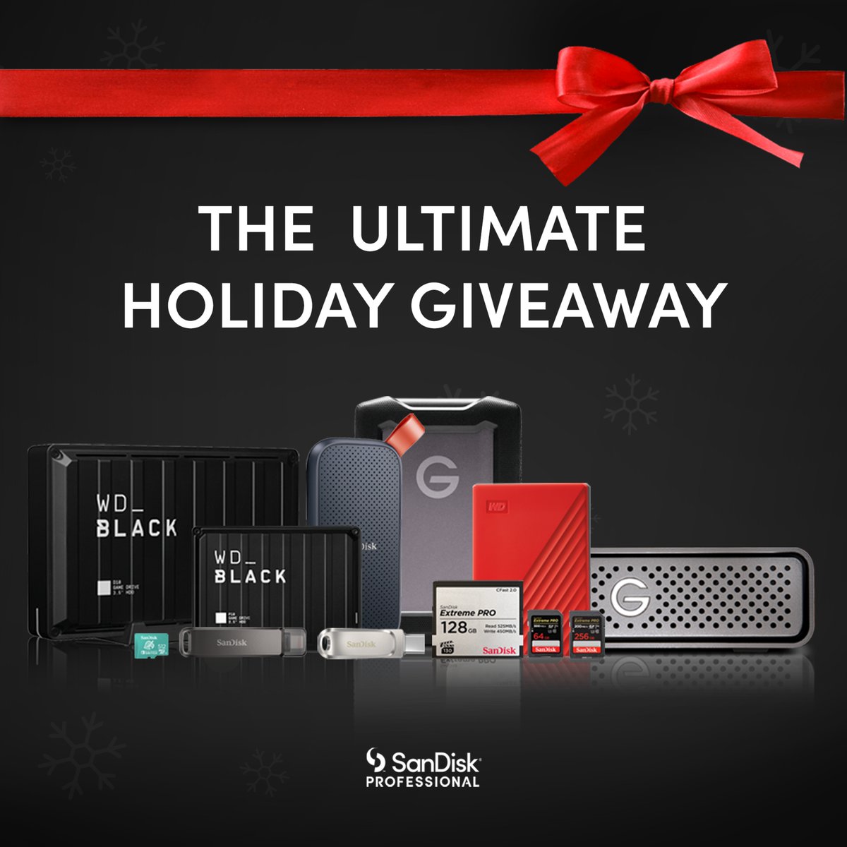 SanDiskProHDD's tweet image. Tis' the season for giveaways 🎁 Enter into our Ultimate Holiday Giveaway to be 1 of 4 winners to receive 1 of our bundles:
Gamer 🎮
Content Creator📱
Photographer📷
Videographer🎥
@wd_black @sandisk @wdcreators
Enter now: bit.ly/3Ys12Ya
*T&amp;amp;Cs Apply. U.S. Only. Ends 1/2.