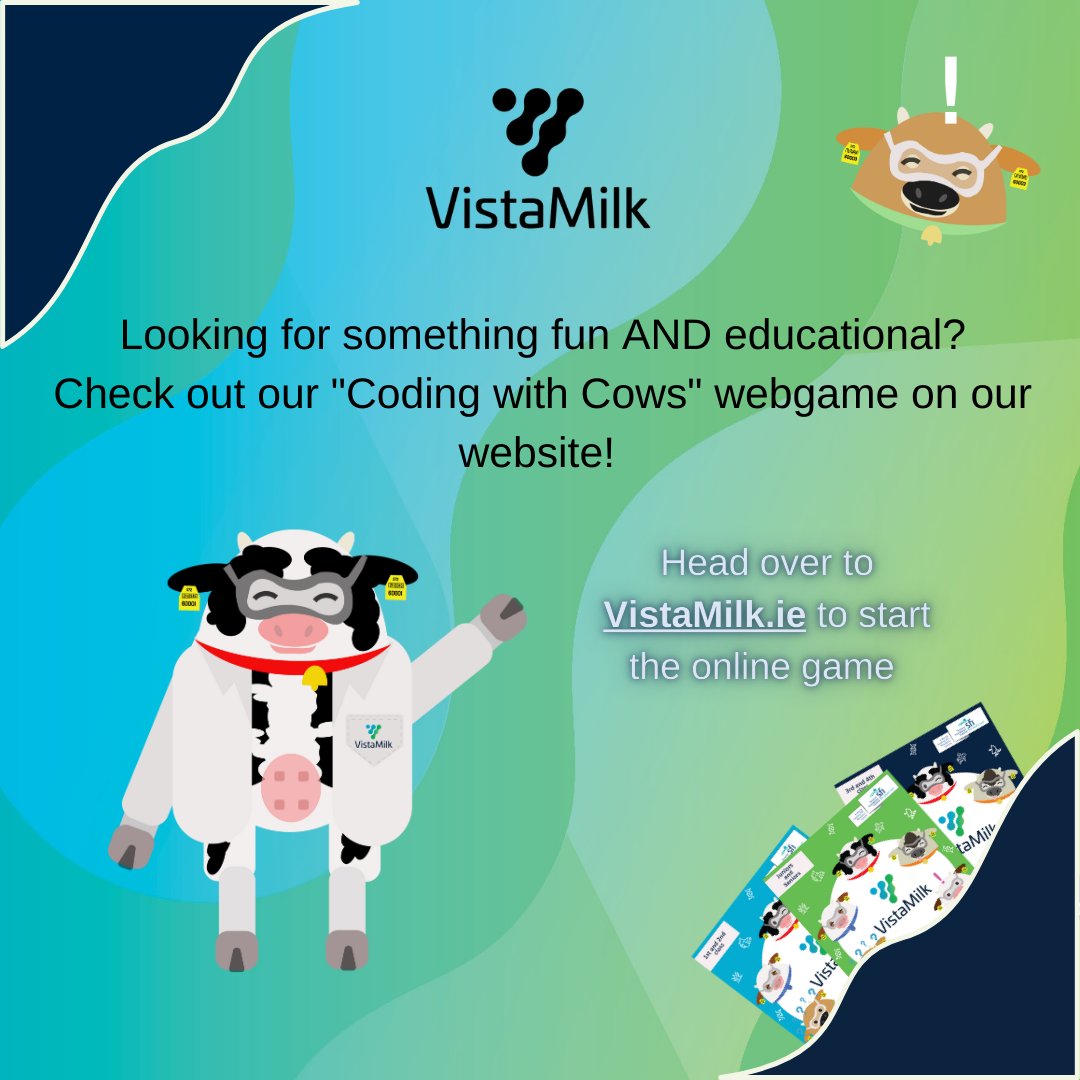 Looking for something educational to do with your students? Why not check out our "Coding with Cows" online game. Head over our website or access the game directly
 codeweek.vistamilk.ie 
#science #primaryschool #believeinscience
