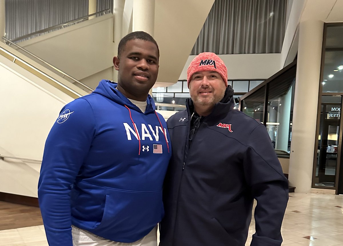 MRA OL Coach @6Specialk with MRA Alum and @NavyFB OL @RowanNicolas before the 123rd @ArmyNavyGame