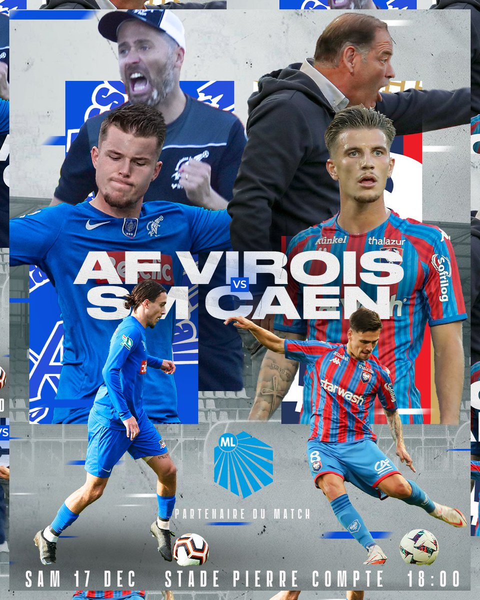 𝗦𝗮𝗺𝗲𝗱𝗶, 𝗹'𝗵𝗶𝘀𝘁𝗼𝗶𝗿𝗲 𝘀'𝗲́𝗰𝗿𝗶𝘁 ! 👊

⚽ 8e tour coupe de France
🏟️ Stade Pierre Compte
📍 Vire Normandie
📅 Samedi 17 décembre
⌚ 18h00
🆚 <a href="/SMCaen/">Stade Malherbe Caen</a>

#TeamAFV🔵⚪️