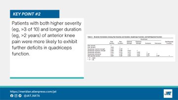 In the new issue from Sungwan Kim, MS, ATC and colleagues:

Influence of Severity and Duration of Anterior Knee Pain on Quadriceps Function and Self-Reported Function

Article: bit.ly/3fTIwGL