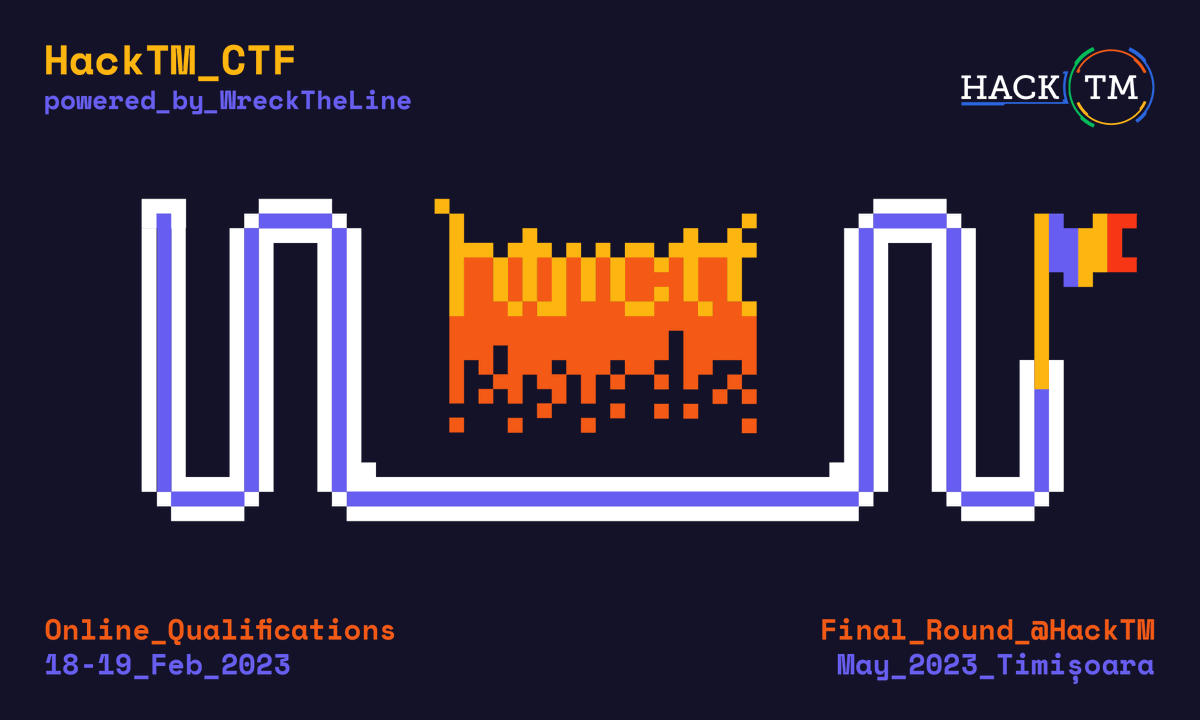 WreckTheLine's tweet photo. Ahoy!
Risen from the ashes, HackTM CTF is back and better than ever!
The gates of Timisoara have opened and only the most elite hackers will be able to claim their spot.
So, keep a watchful eye on our Twitter page for the updates that will come. #HackTMCTF @HackTMro https://t.co/NlQoWls2xl