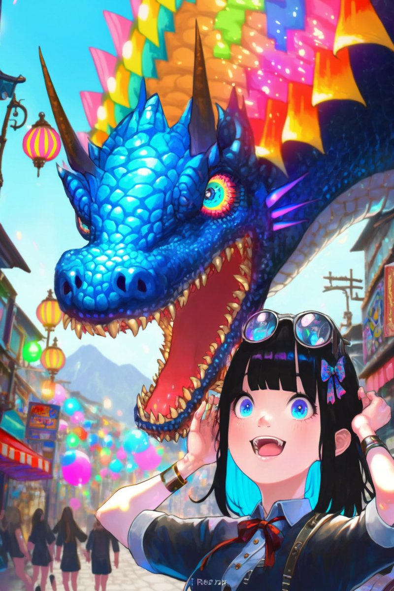 「今日のドラゴン×人間仲良し#nijijourney 」|佐藤91号🍡のイラスト