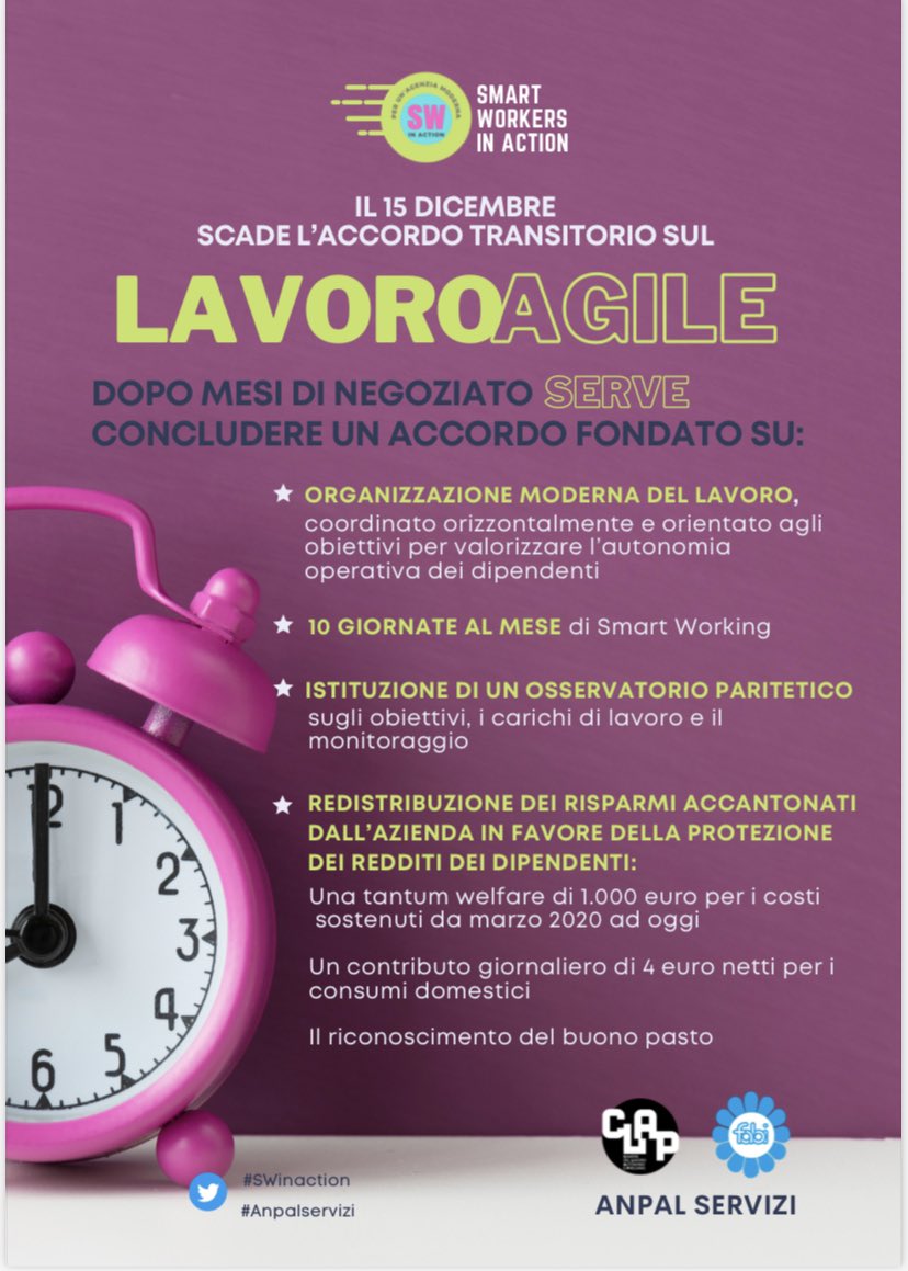 #12d #Roma Smart Workers in action giornata di comunicazione davanti alla sede centrale di #ANPALServizi. Il 15 dicembre scade l’Accordo Transitorio sul #LavoroAgile, dopo mesi di negoziato serve concludere un accordo all’altezza di una agenzia moderna delle #politicheattive