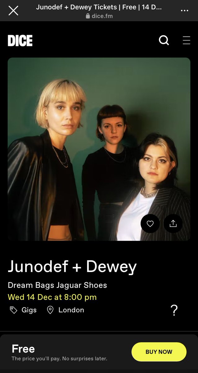 Our show at <a href="/JaguarShoesBar/">DreamBagsJaguarShoes</a> on Wednesday is now FREE because times be hard. I hope you will be able to make it ❤️ free tix: dice.fm/event/9gay7-ju…