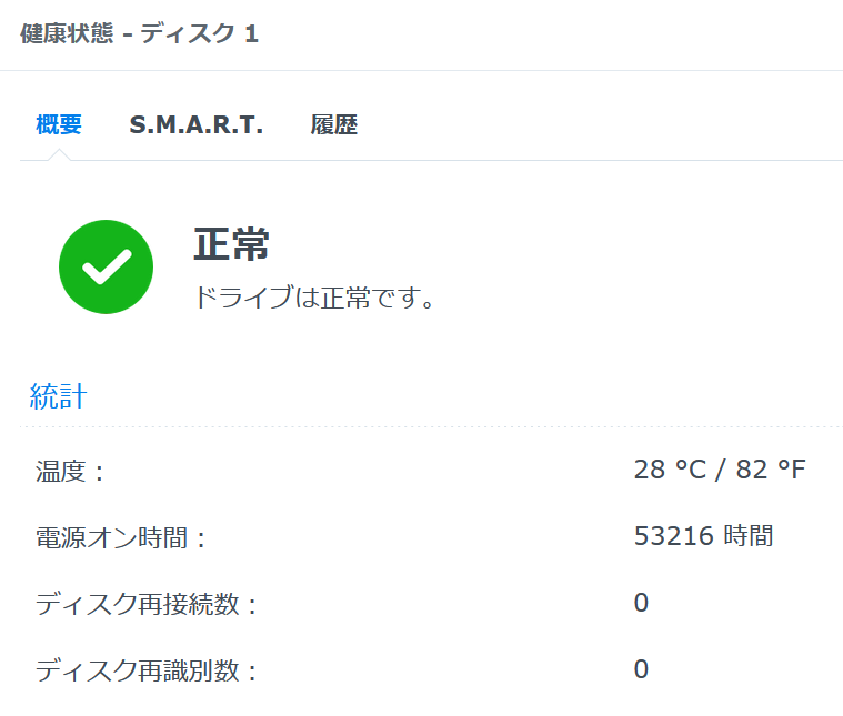 164tkhs's tweet photo. NASの入れ替えに伴いHDDの稼働時間を確認したら、5万時間超えていた。代替セクタもなし。ずっと起動していれば、長時間はいけるとは聞いていたけど。どこまでいけるのかな。 https://t.co/6AidcBK57e