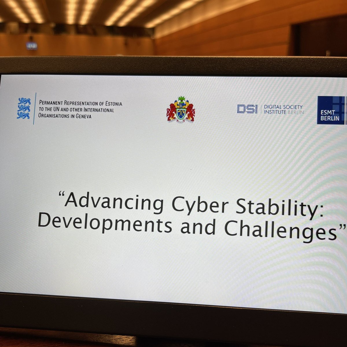 Today in Geneva, speaking about Cyber Diplomacy Capacity Building - necessary prerequisite for shaping the global cybersecurity architecture and advancing #CyberStability @esmtberlin @SwissAmbUN_GVA @mkah