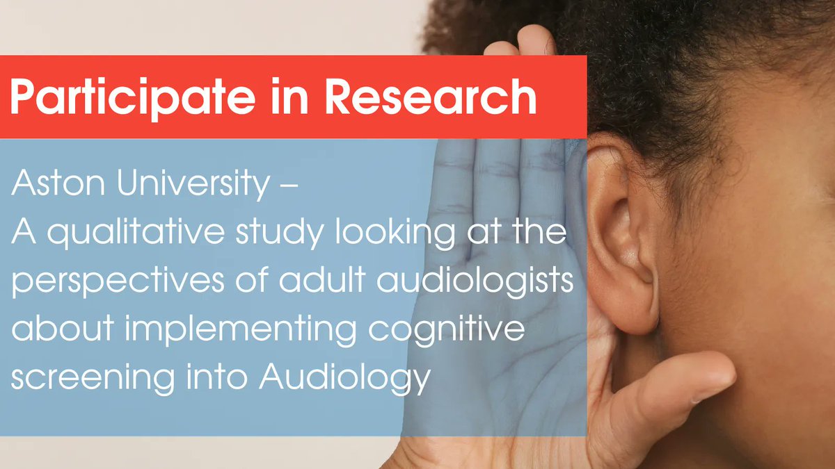 Calling all #AdultRehabilitation #Audiologists! 

BSA Student member, Janvi Soni would like to invite you to participate in an interview looking at your perspective about implementing #CognitiveScreening in #Audiology. 

Complete the survey 👉 buff.ly/3W6wZ7d
