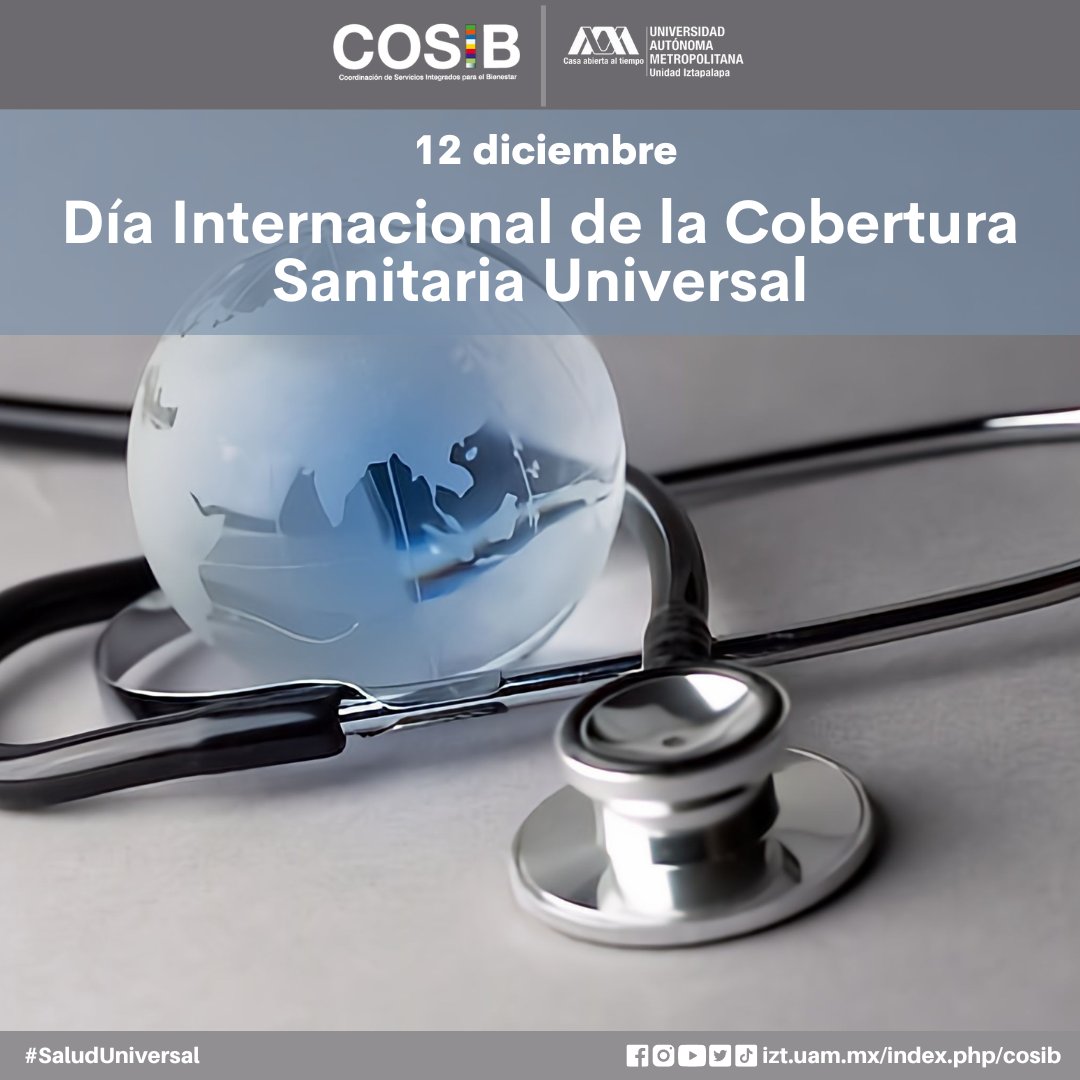 COSIB_UAMI's tweet photo. El #DíaInternacional de la #CoberturaSanitariaUniversal tiene la finalidad de aumentar la concienciación respecto de la necesidad de contar con sistemas de salud sólidos y resilientes, y una cobertura sanitaria en todas partes del mundo. 🩺🌍⚕️🚑
#COSIB #UAMI https://t.co/bwzpnOpiHZ