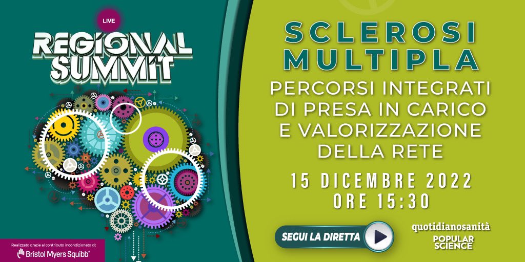 PopSci_italia's tweet photo. #Sclerosi #Multipla: Al via cinque Regional Summit sulla governance della patologia
Il punto di vista di istituzioni, associazioni pazienti e clinici.

⏱️15 dicembre ore 15.30
🗓️aggiungi al calendario e segui la diretta 👉🏻 https://t.co/ZICEcZV7zz @bmsnews #RegionalSummit https://t.co/RrZqktwF16