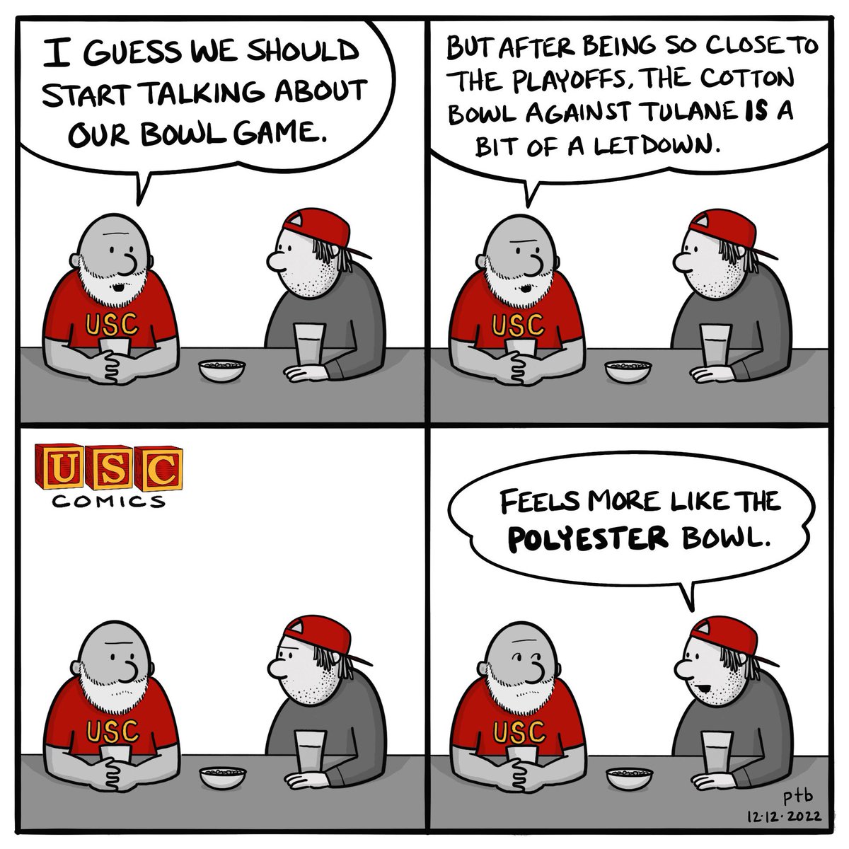 UscComics's tweet photo. Don’t underestimate Tulane, Trojans—they’re legit. #USC #uscfootball #FightOn #CottonBowl @GreenWaveFB https://t.co/F8aDvqv8MU
