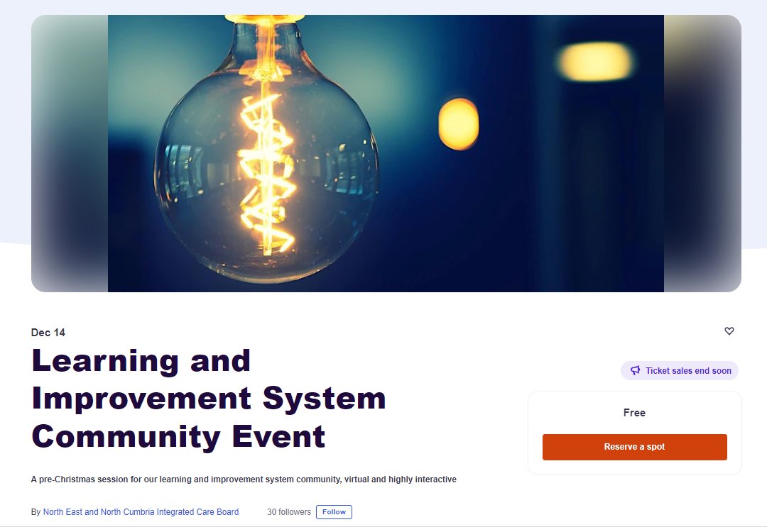 Still time to join us at our NENC learning and improvement system event on Wednesday eventbrite.co.uk/e/learning-and…