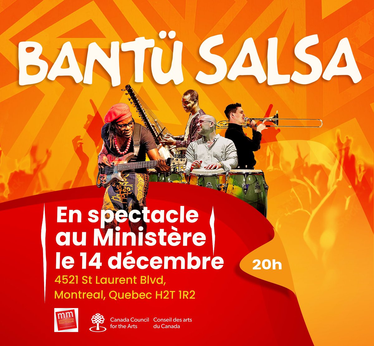 Et si on terminait cette année 2023 en beauté? 😁🙏 RDV le 14 décembre au <a href="/leministere_ca/">Le Ministere</a> pour un concert inédit de @bantu_salsa réservations👉🏽 lepointdevente.com/billets/mns221… #music #salsa #afrocuba #bantüsalsa