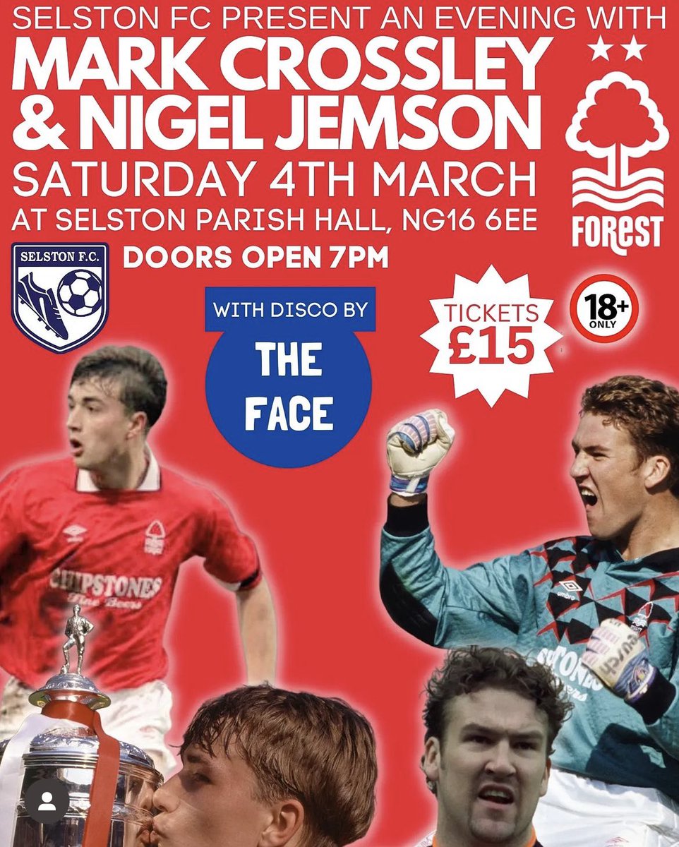 TalkForestTv's tweet photo. @SelstonFC are having a evening with @nigeljemson and @bignorms . Do contact them for tickets #nffc https://t.co/3W915s8gtE