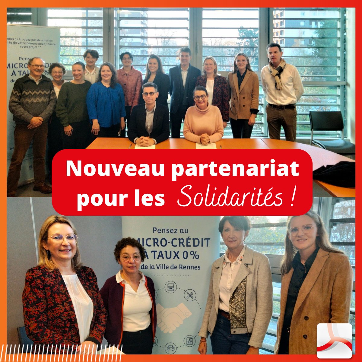 Le CCAS de la Ville de Rennes et le <a href="/CMBretagne/">CMBretagne</a> ont signé vendredi, un partenariat dans le cadre du microcrédit personnel, un prêt à taux 0 pour faciliter la réinsertion professionnelle/personnelle des personnes exclues du crédit bancaire classique.

#solidarités #accompagnement