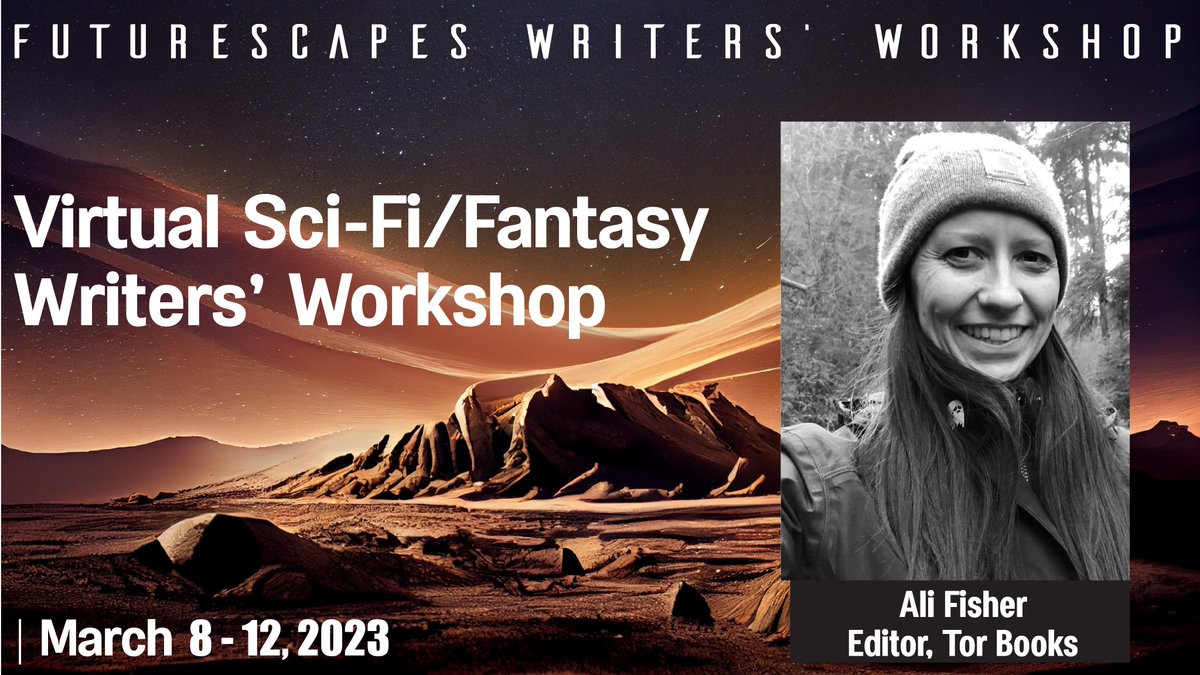 The early-bird application deadline for Futurescapes 2023 is this Saturday, Dec. 17. Don't miss out on this chance to get feedback on your manuscript and learn from our editor-Keynote, <a href="/AliFisher/">Ali Fisher</a> of <a href="/torbooks/">Tor Books</a>! 

futurescapes.ink