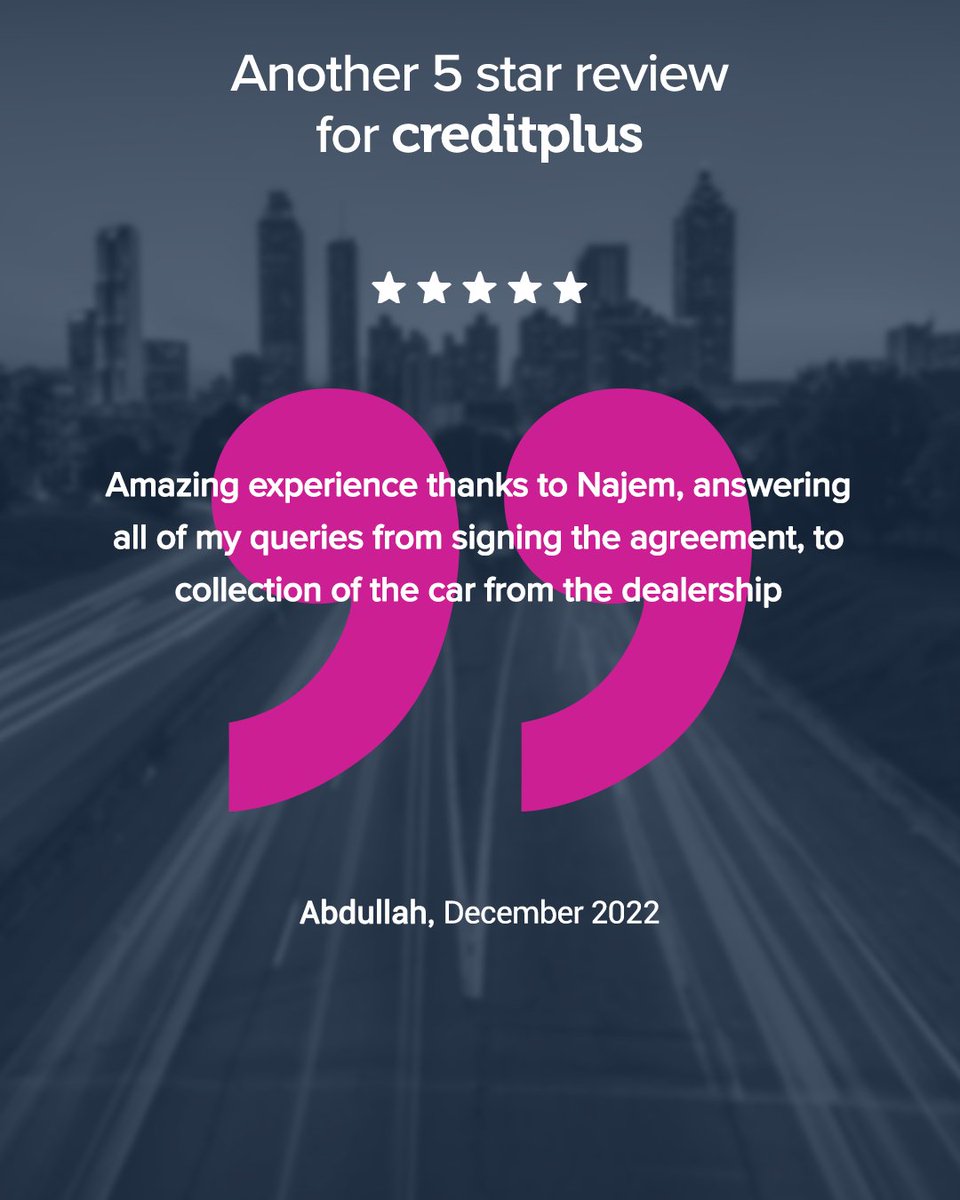 Another fantastic 5 star review for Creditplus.
Glad we could help you Abdullah! If you'd like help getting finance for your dream car, visit creditplus.co.uk today.

#carfinance #creditplus