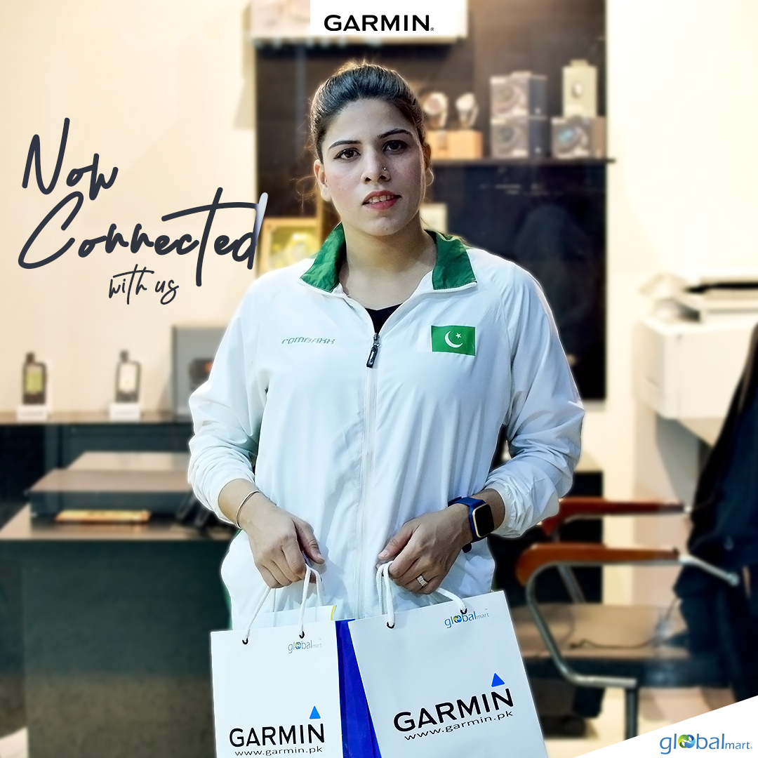 GarminPakistan's tweet photo. There’s always a person that will bring energy to anyone.
To be an incredible athlete and a national champion.

@FarseenHamdani Getting her hands on the world renowned fitness wearables by #GARMIN.

#garminpk #globalmart #garminsmartwatch #beatyesterday 
#fitnessmotivation https://t.co/E6Gi3NxBHu